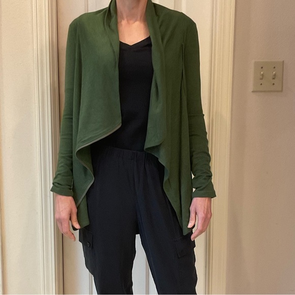 Staccato Green Stretch Cardigan / Jacket, Side Front Zip, Side Pockets, Sz S - Picture 14 of 14